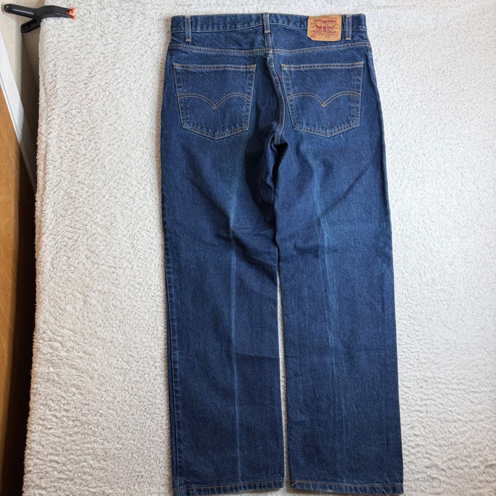 VintagebLevis 505 Regular Fit Straight Leg Jeans Dark Wash Denim Mens 38x30 USA